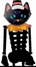 Cute Hanging Johanna Parker Black Cat  Wood Marionette Style Halloween 32” picture