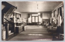 Early RPPC Hotel Lobby Interior Wicker Furniture Postcard Rack Unused Postcard picture