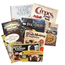 Vintage Baking Cookbook Lot Better Homes and Gardens Wilton Cookies Candy Crepes picture