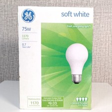 Vtg Old Style GE Extra Soft White 75w Light Bulbs Collectible A19 New 4 Bulbs picture