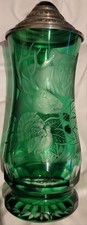Bavaria Ludwigsthal Green German Lidded Stein with Wildlife Engraving Breweriana picture