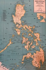 Vintage 1945 WORLD WAR 2 ERA PHILIPPINE ISLANDS MAP  Estate Sale picture