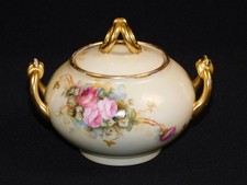 Antique W.G. Co. Wm. Guerin Hand Painted Pink Roses Sugar Bowl with Lid picture