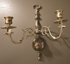 Cast Brass Wall Hanging/Mount Candlestick Holder VG Cond Used picture