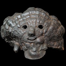 Nepal Mushroom Mask Tribal Figur Folk Art Wall Sculpture Ethnographic Decor 13