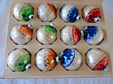 VINTAGE SHINY BRITE MERCURY GLASS GLITTER DESIGN CHRISTMAS ORNMENTS picture