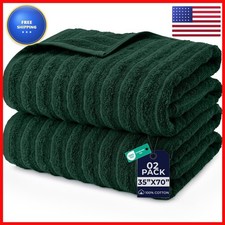 DAN RIVER Ribbed Extra Large Bath Sheets 2-Pack 35 x 70 H-Green picture
