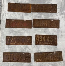 Lot of 8 Vintage 1920s Indiana License Plates Rustic Antique Garage Decor picture