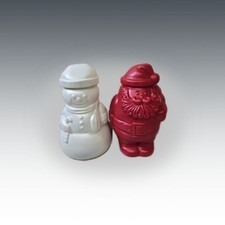 PackerWare Christmas Santa and Snowman Plastic Candy Jars Set picture