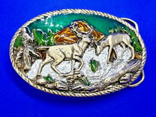 Deer Stag Buck Doe Wildlife Mountain Hunting Scene Hunters Belt Buckle picture