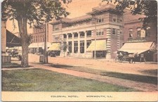 Lithograph Monmouth IL Street Scene Colonial Hotel 1911 picture