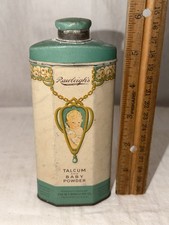 VINTAGE RAWLEIGH'S TIN LITHO TALCUM BABY POWDER TALC CAN FREEPORT IL ANTISEPTIC picture