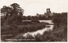 Postcard England: RPPC Kirkstall Abbey from River Aire, Leeds picture