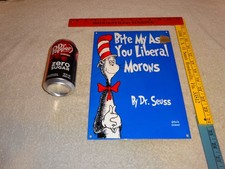 VINTAGE DR SEUSS ANTI LIBERAL GREEN BAY PACKERS SHAREHOLDERS METAL FOOTBALL SIGN picture