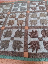 Vtg 70s Cutters Quilt Floral Brown Neutral Boho 70x70” Damaged Flawed  picture