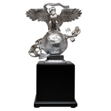 Military Gift Shop USMC 3D Eagle Globe & Anchor Statue with Wooden Base - Sho... picture