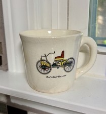Vtg 60s INA Insurance White Plains NY Diner Mug Ford First Car 1896 Quadricycle picture
