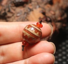Magic Energy Tibetan old Agate Lightening Wave Etched dZi Bead Big Pendant picture