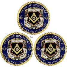 3pcs Freemason Challenge Coin Band of Brothers Masonic Collectible Coin Badges picture