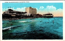 Galveston Beach Famous For Its Safety 1934 Galveston TX Vintage Postcard TP11-14 picture
