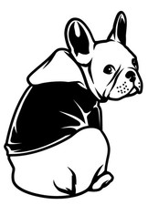 New French Bulldog Dog Frenchie Decal Sticker Black or White Vinyl Handmade 4” picture