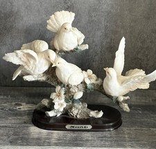 Vintage Meerchi MRH Figurine of 4 White Doves Sitting on Branch picture