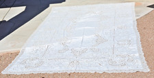 ANTIQUE Italian Linen Richelieu Point de Venise Lace TABLE CLOTH 114