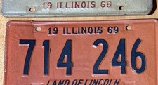 1969 Illinois License Plate Pair 714 246 Vintage IL Matching Set picture