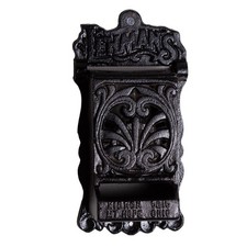 Lehman's Wall Mounted Matchbox Holder, Cast Iron Match Dispenser, Glossy Black picture