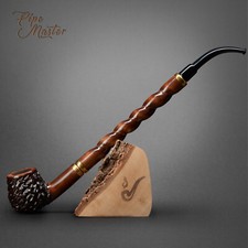 Mr. Brog HAND WOODEN TOBACCO SMOKING PIPE 15 Bent Albert Churchwarden Rustic BOX picture