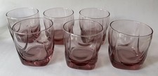 Set of 6 Vtg LIBBEY Plum Pink Imperial Old Fashion Glasses Lowball Tumblers picture