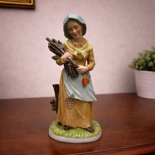 Vtg UCGC Old Woman with Bundle of Sticks Porcelain Figurine 11.25