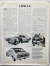 1973 Ford Capri V-6 Retro Original Print Ad Article New Cars Magazine Vintage picture