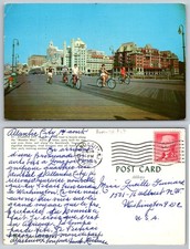1956 Atlantic City NJ Boardwalk Bicyclists Vintage Postcard Jack Freeman picture