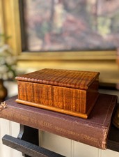Vintage Tiger Maple Wood Keepsake Trinket Jewelry Box Figured Grain 4.75” picture