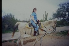 c1990's 35mm Slide, Woman Horseback Riding, Saguaro Cactus, Arizona American picture