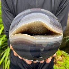 5.75LB Natural Agate Open Smile Sphere Amethyst Geode Healing Wealth Crystal Dec picture