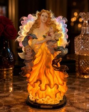 Katelyn Collection Lighted Angel Mother Cherubs Fiber Optic Figurine Lamp 15” picture