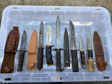 lot of 7 vintage fixed blade knives Bayonet Gladstone Japan Sheath’s picture
