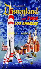 TWA 1955 Vintage Disneyland Tomorrowland Rocket Travel Poster 11 x 17 picture