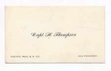 Vintage Pacific Mail Steamship Co Business Card Capt H Thompson Hotel Stewart CA picture