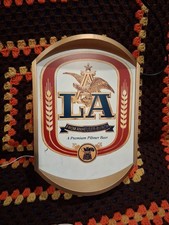 Vintage 1980s LA Anheuser Busch Premium Pilsner Beer Light Up Sign Prop Barware picture