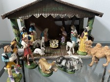 Vintage Italian Nativity Set Christmas  Scene Stable Figures Made Italy picture
