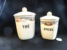 Vintage French Cannisters Ceramic Pottery Antique Storage Jars Kitchen picture
