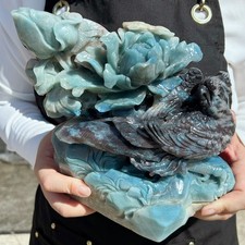 6.4LB Natural trolleite Crystal Carved Quartz Parrot Flower Decorate Reiki G8082 picture