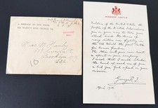 Original WWI 1918 King George V Windsor Letter & AEF Soldier Mail Envelope picture