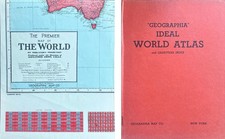 Rare WWII Giant War Map of the World & Ideal World Atlas Geographia Map Co Gross picture
