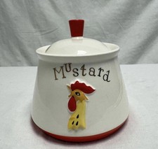 Vintage 1962 Holt Howard Coq Rouge Mustard Jar with Lid, Rooster Condiment Pot picture