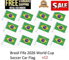 12PC Brasil Fifa World Cup Soccer 2026  Brazil Car Flag FOR CAR WINDOW 18