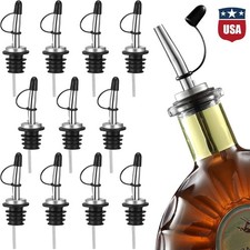 12Pcs Liquor Pour Spout, Stainless Steel Classic Bottle Pourers with Rubber USA picture